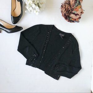 - 3/$20 Y2K Inspired Black Sparkle Crop Sweater with sequin Trim